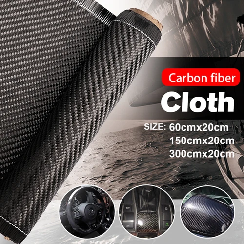 Imagen 1 del producto Tela de fibra de carbono lisa, tejido de 0,2mm de espesor para Interior de coche comercial, equipo deportivo 3K, 60/150/300cm x 20cm