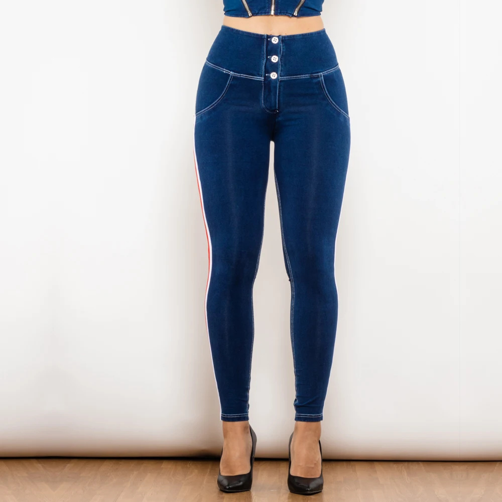 بنطلون جينز ضيق ستريتش من Shascullfites بتصميم ميلودي مع بنطلون جينز ضيق باللونين الأبيض والأحمر ذو خصر مرتفع #5