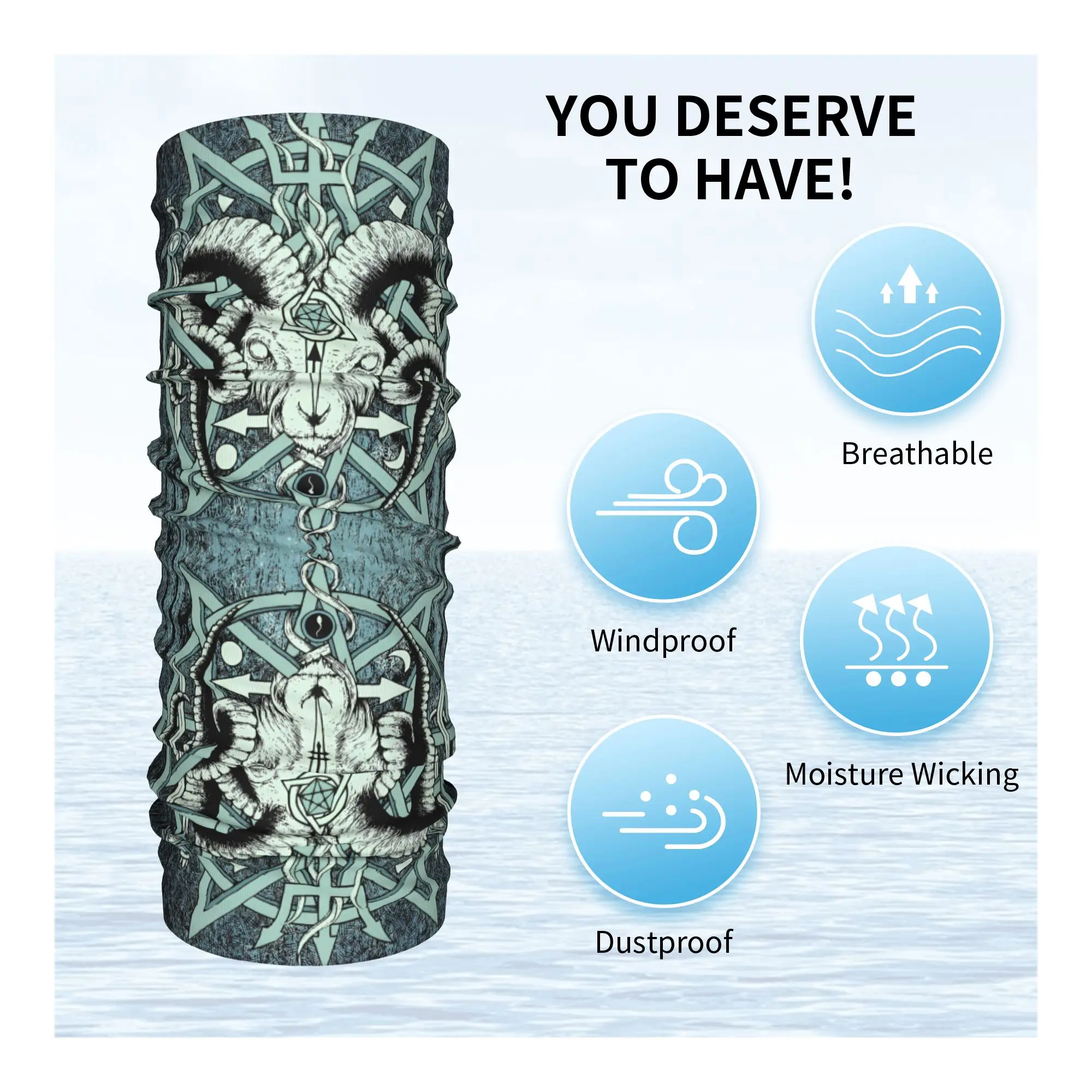 مخصص الماعز Sabbatic Baphomet الشيطاني الغامض الخماسي الرقبة الجراب الرجال النساء يندبروف الشتاء الساخن باندانا وشاح للتزلج #3