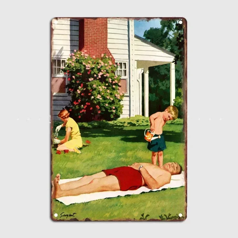 Sunbathing Decoration Bed Room Decor Metal Signs American Vintage Billiard Room Coffee Shop Garage Decoration Home Decor Items