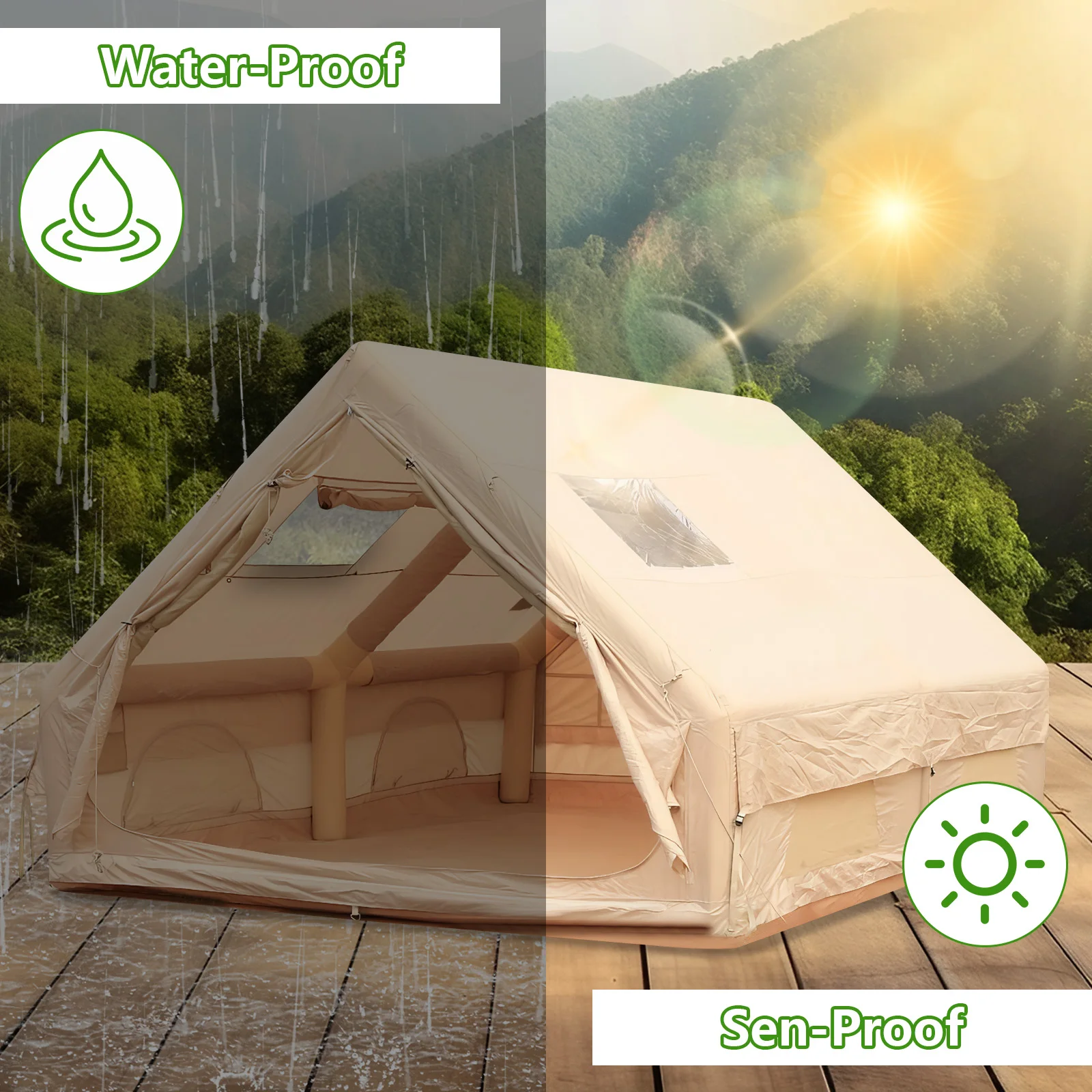 خيمة تفجير مع خيام تخييم هوائية كوة سهلة الإعداد خيمة تخييم قابلة للنفخ للتخييم