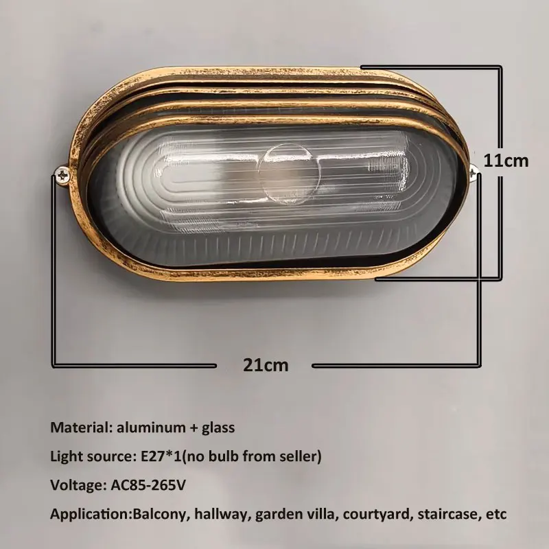 Retro Industrial E27 Spiral Wall Lamp Garden Villa Outdoor Waterproof Wall Light Hallway Staircase Glass Lamp Balcony Lamp