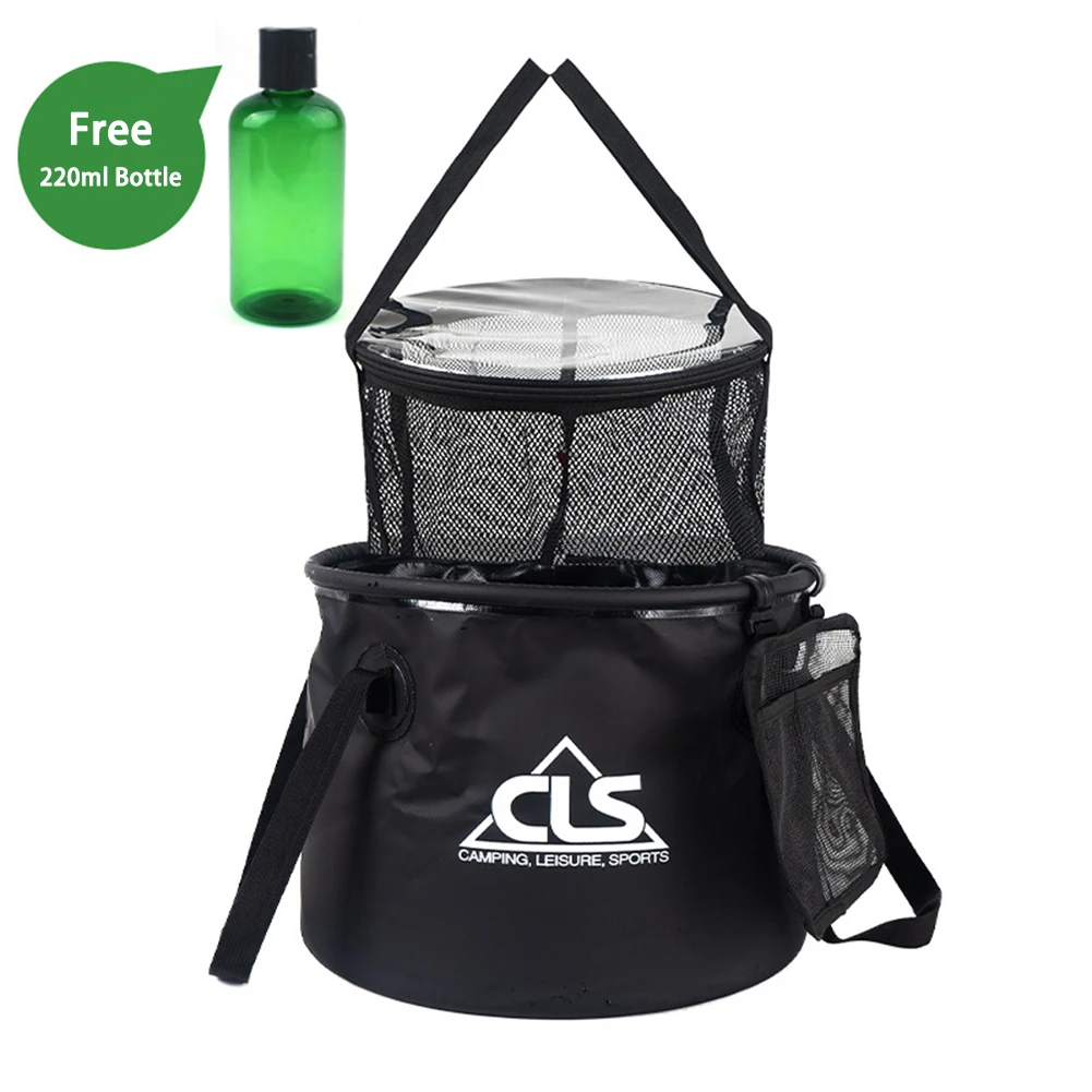 

30L Outdoor Folding Fishing Bucket Portable Drain Basket Telescopic Dishwashing Bucket For Camping Bbq Hiking Fish Outdoor Trave