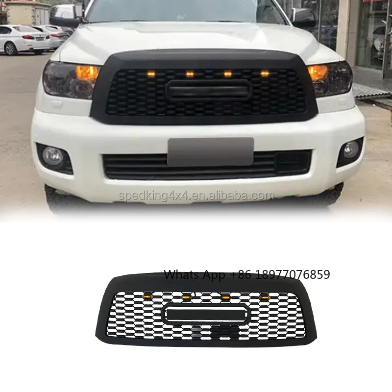 

Hot Sales ABS Matte Black Front Bumper Grill With Light Bar For TOYOTA Sequoia 2010-2018 Car Grills
