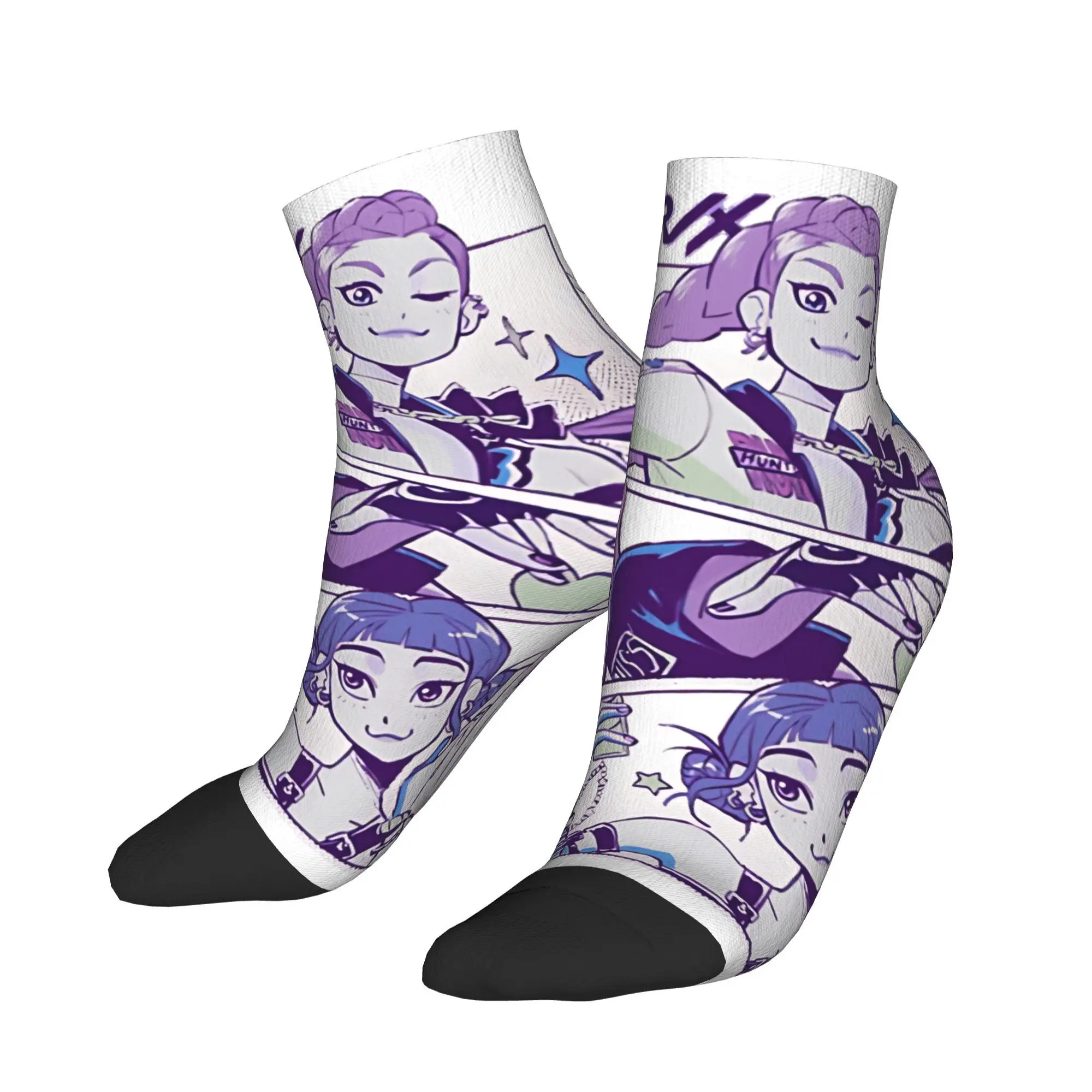 

KPOP Demon Hunters HUNTRIX Rumi Zoey and Mira Носки до щиколотки Нескользящие мягкие дышащие носки для скалолазания для мужчин Весенние носки с графическим рисунком