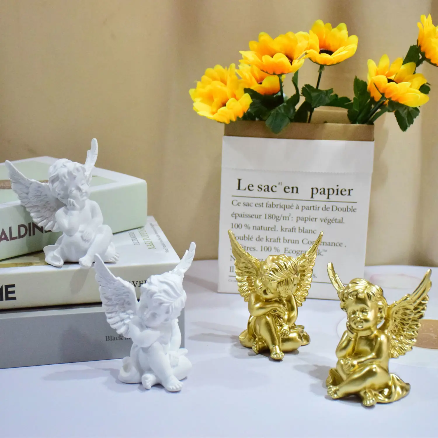 SImple Cute Cupid Angel Resin Miniature Home Livingroom Desktop Figurines Accessories Crafts Cabinet Bookcase Sculpture Decor