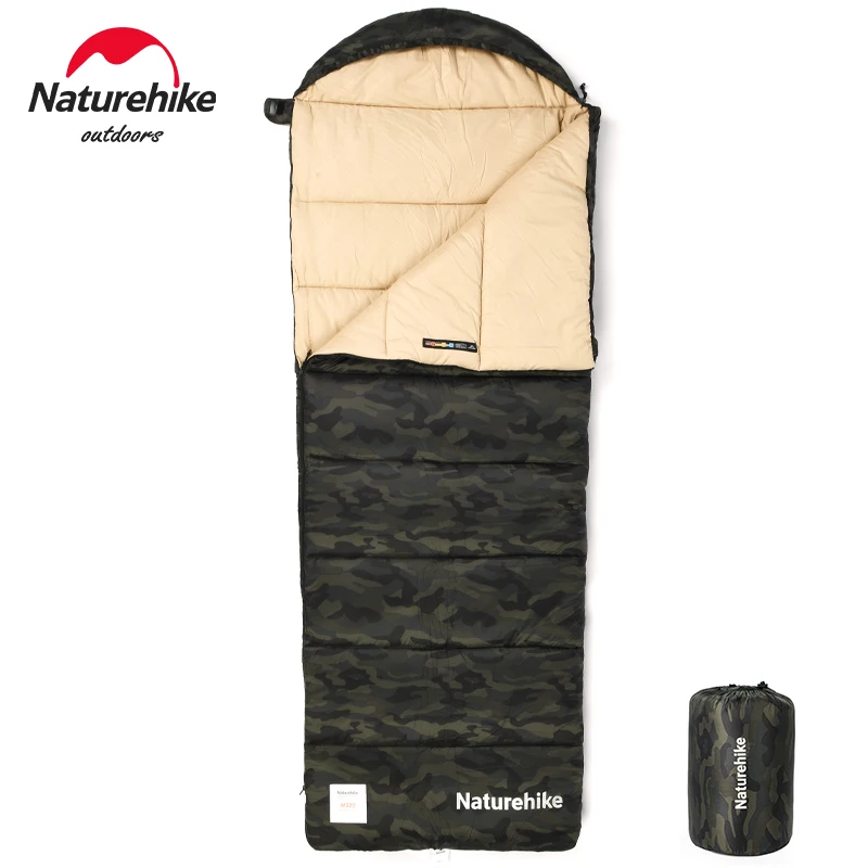 Naturehike-saco de dormir de camuflaje para acampar al aire libre, saco de dormir de algodón, sacos de dormir cálidos portátiles para invierno, viajes y senderismo