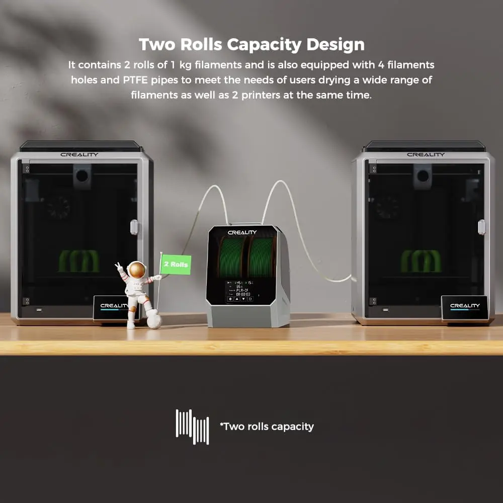 Imagem -02 - Creality 3d Space pi Secador Plus Caixa Seca de Filamento Desidratador de Secagem com Capacidade de Dois Rolos 45 ° C70 ° c 360 ° Atualização da Circulação de ar Quente