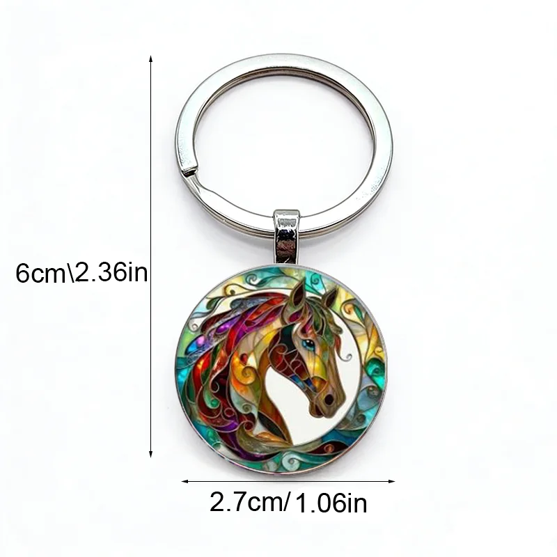 Exquisite and vivid colorful horse patterned alloy keychain pendant