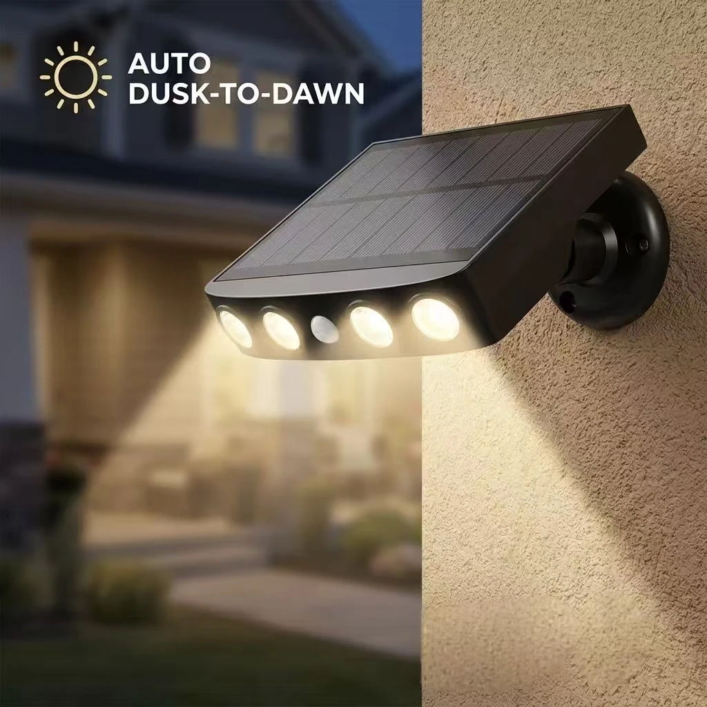 Home Security Lights Outdoors - Luz de Parede Solar Externa 4LED