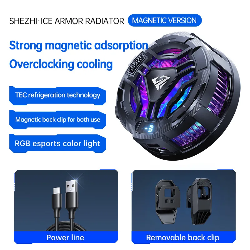 Semiconductor Phone Cooler Magnetic Back Clip Rgb Digital Di