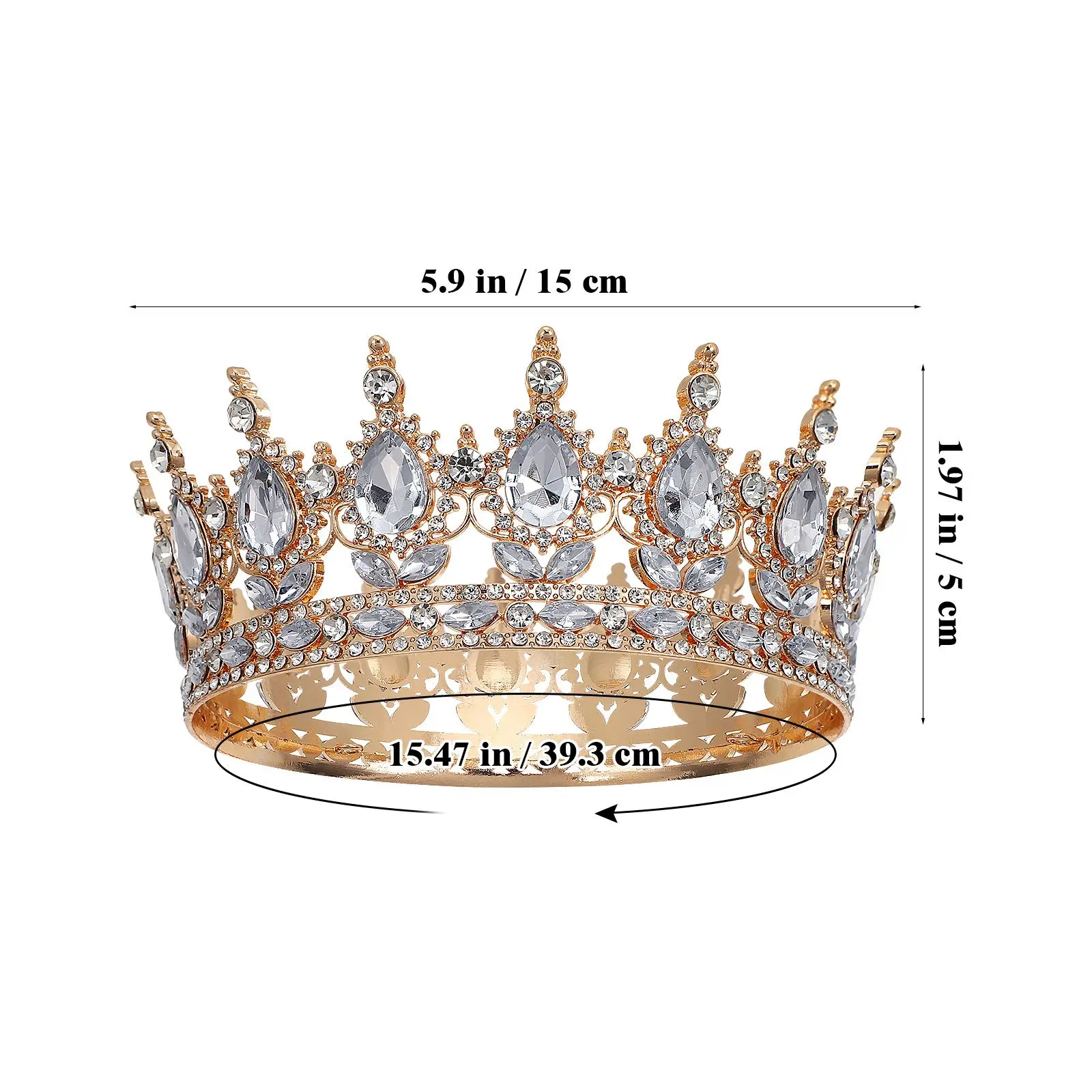 Style européen Vintage couronne en cristal bijoux strass princesse couronne diadèmes en cristal couronne de mariée déco de cheveux accessoire de cheveux de mariage