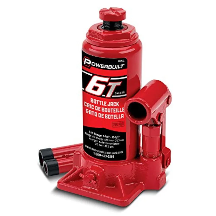 

6 Ton Bottle Jack Hydraulic Lift Heavy Duty Stable Base 12000 Pounds Release Valve Lift up to 15-1/2 Inches - Red 640911