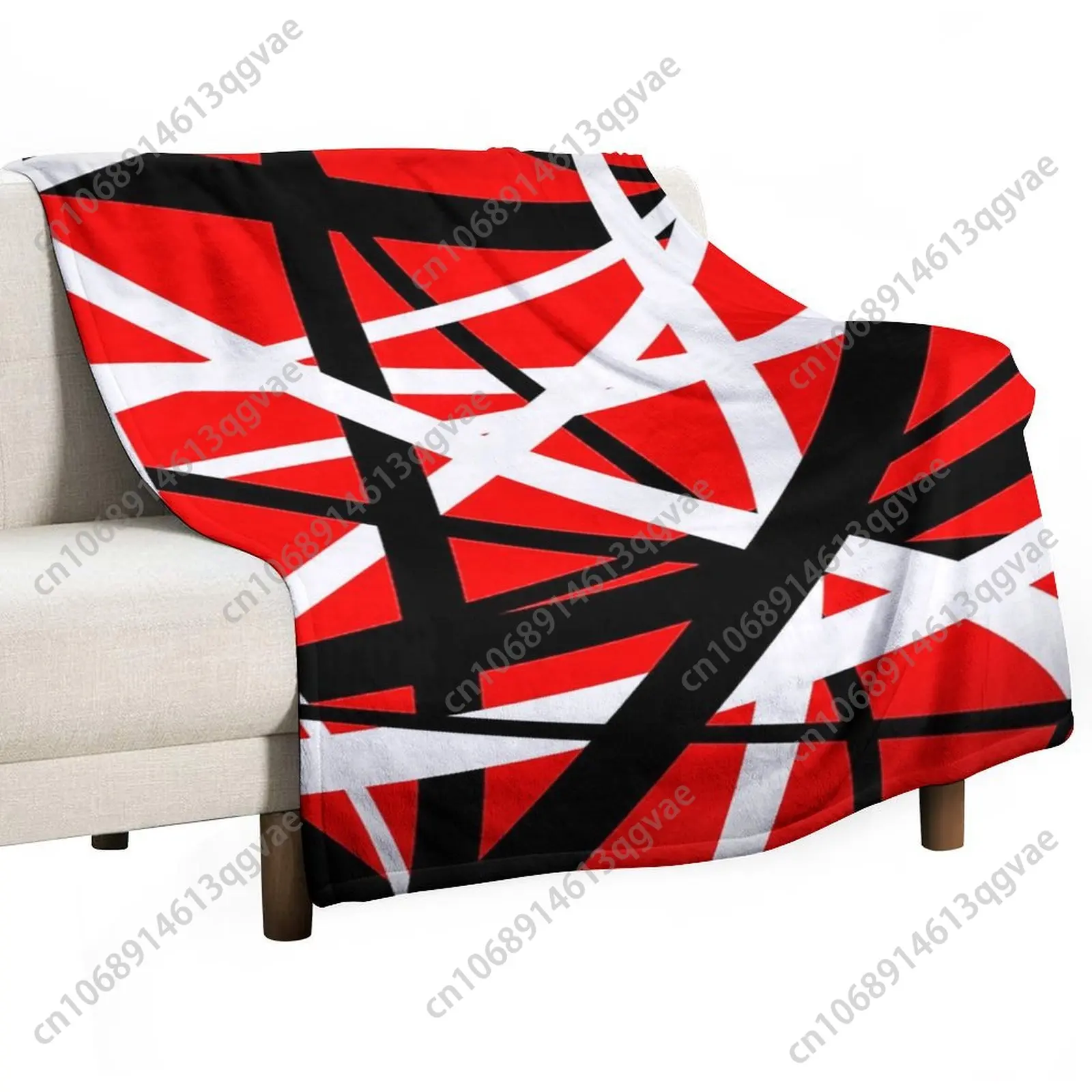 بطانيات Van Evh 5150 Stripes Halen الفانيلا ناعمة ومريحة ودافئة مثالية لقيلولة الشتاء والمنازل والمكاتب والسفر والتخييم