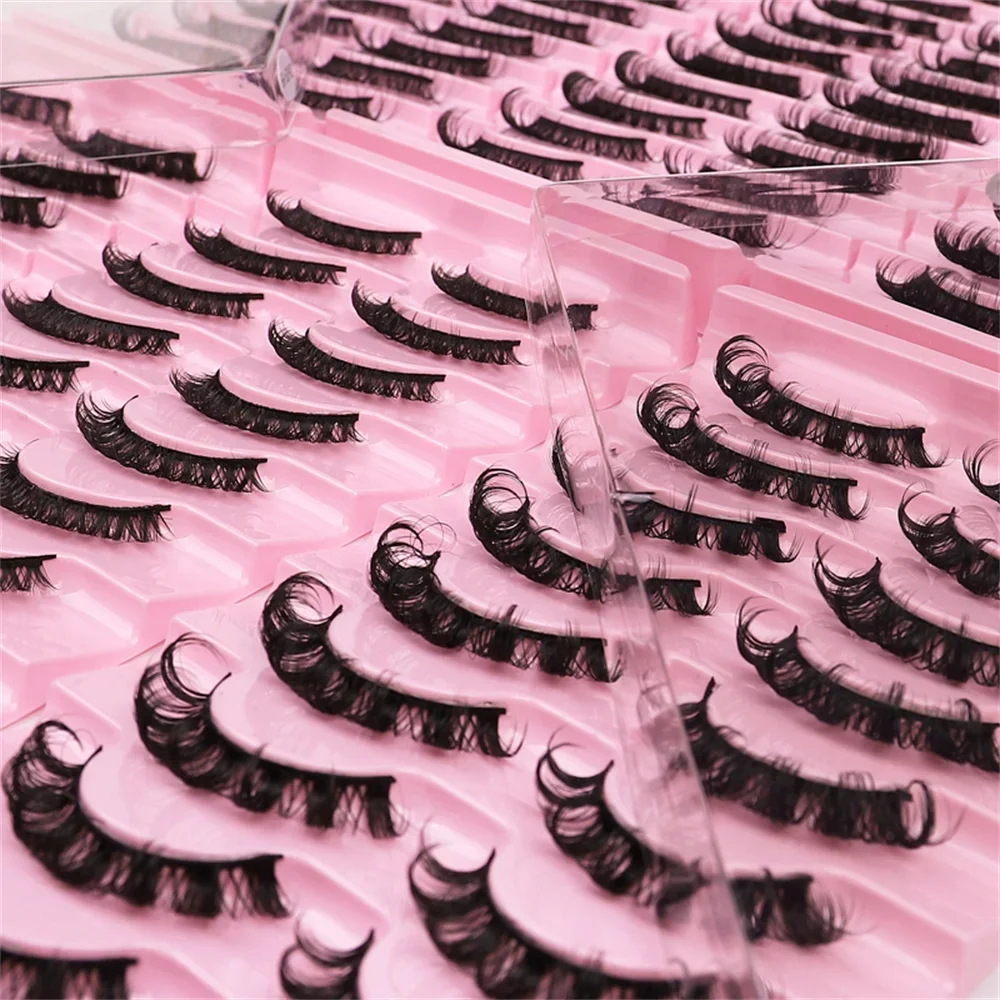 10 pairs DD Curl Lashes Russian Strip Lashes 3D Mink Eyelashes Natural Long Reusable Fluffy eyelashes extensions