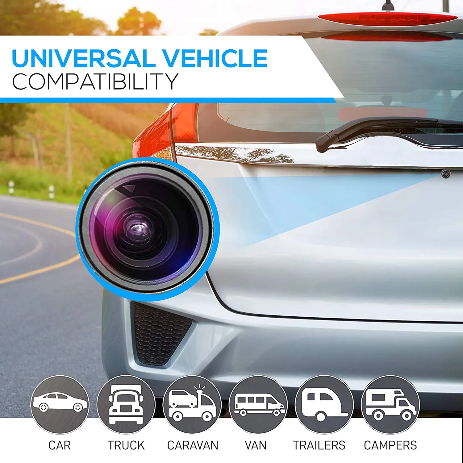 Dashcam rearview camera 5 hole car navigation butterfly reversing image infrared night vision waterproof