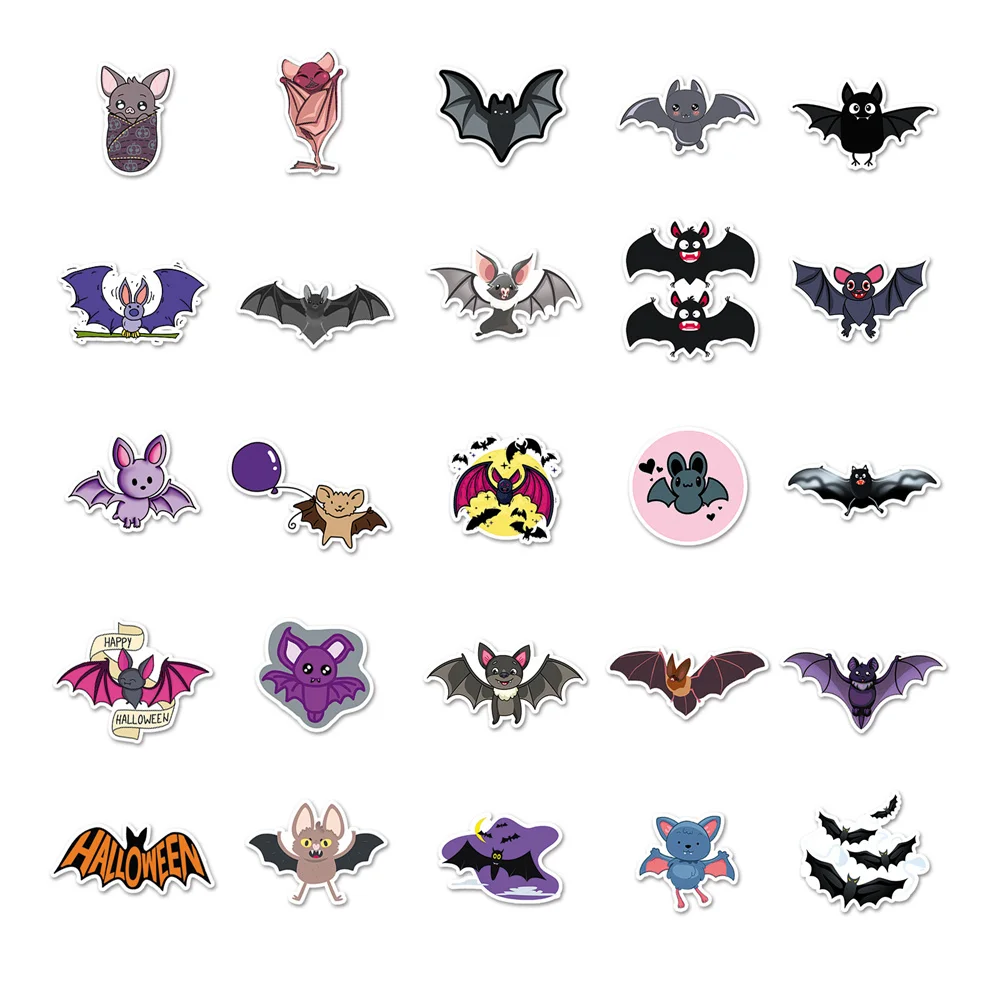 50pcs Animals Bat Stickers For Suitcase Scrapbook Phone Laptop Notebooks Stationery DIY Vintage Sticker Scrapbooking Supplies