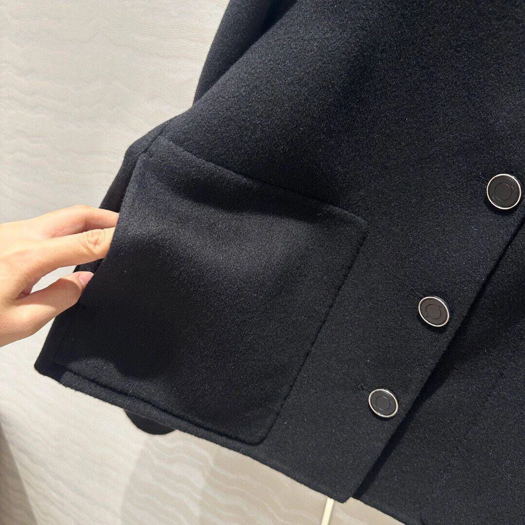 2024 New Fall Winter Fashion Luxury Designer 100% Cashmere Coat Women Lapel Long Sleeve Buttons Pocket Loose Brief Casual Jacket