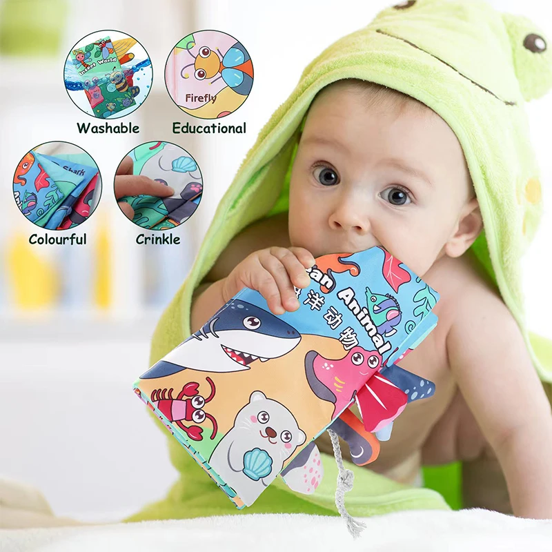 Crinkle Doek Boek Pasgeboren Baby Bijtring Speelgoed Vroege Ontwikkeling Kinderwagen Speelgoed Multidimensionaal Cognitief Kinderen Leuk Boek