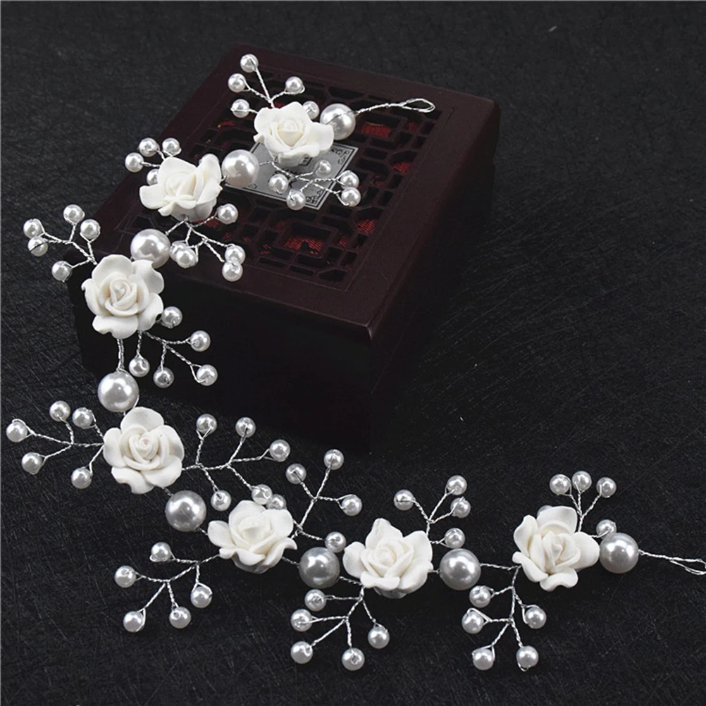 

Chic Handmade Pearl Flower Headband Wedding Bridal Headpiece Elegant Bridal Decoration White