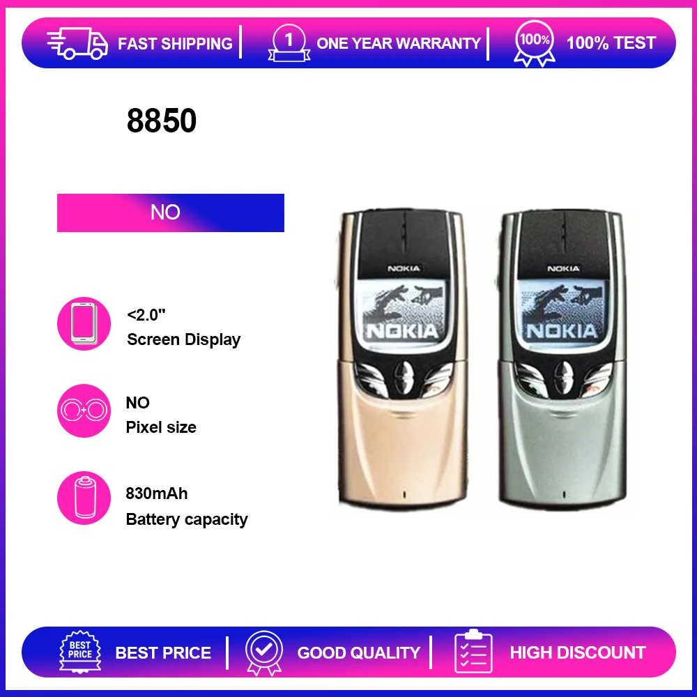 هاتف Nokia 8850 مكبر الصوت المجدد غير مقفول بلوحة المفاتيح العبرية العربية الروسية