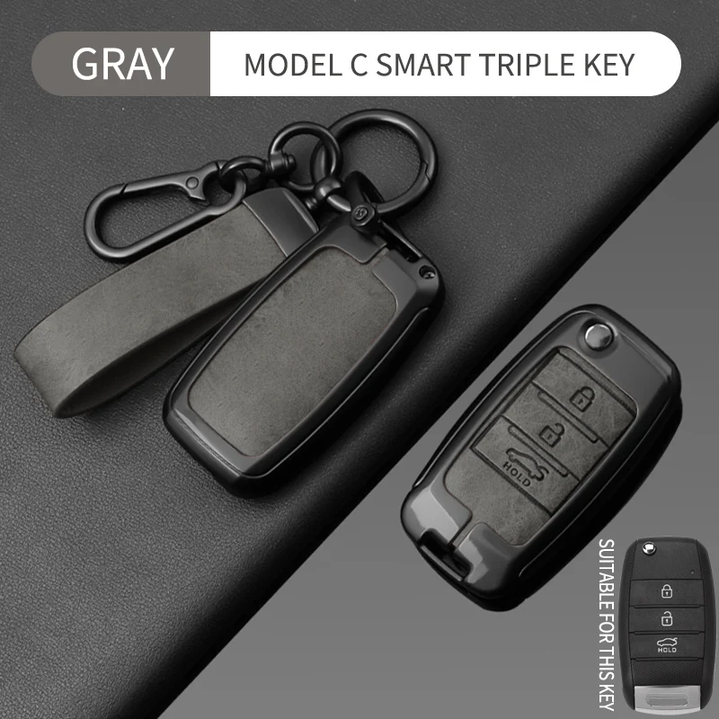 Metall-Leder-Schlüsseletui für KIA Rio 3 K2 Ceed Cerato K3 K5 Sorento Sportage Soul K4 Picanto Optima Forte Stinger Auto-Schlüssel-Gadget – Detail 15