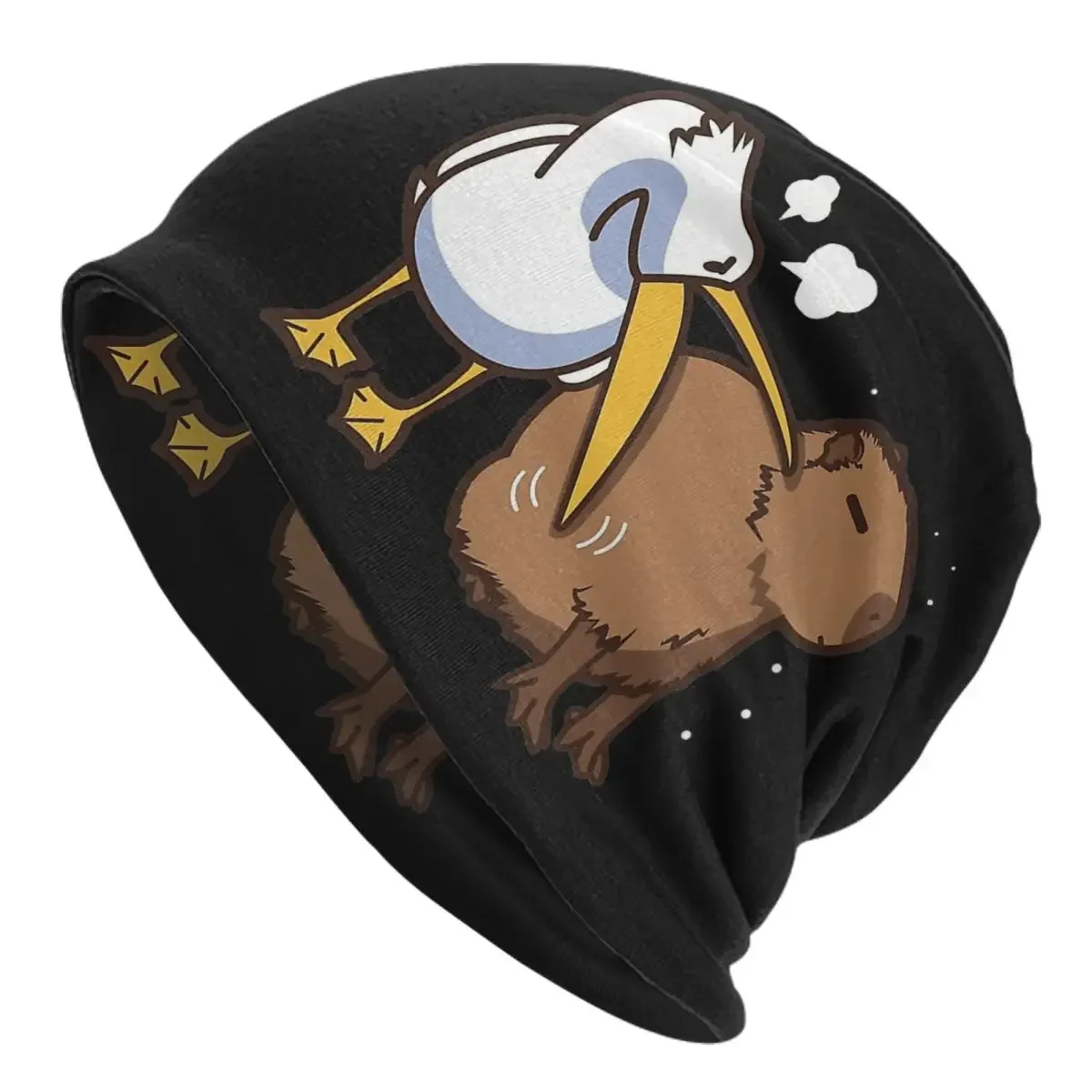 Pelican Tries To Eat Capybara Beanies Caps Unisex Street Winter Warm Knitting Hat Adult Funny Cute Kawaii Meme Bonnet Hats