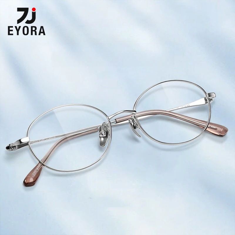 

Очки для чтения EYORA Half Ti с маленькой овальной оправой для женщин, фотохромные, с защитой от синего света, оптические линзы с диоптриями