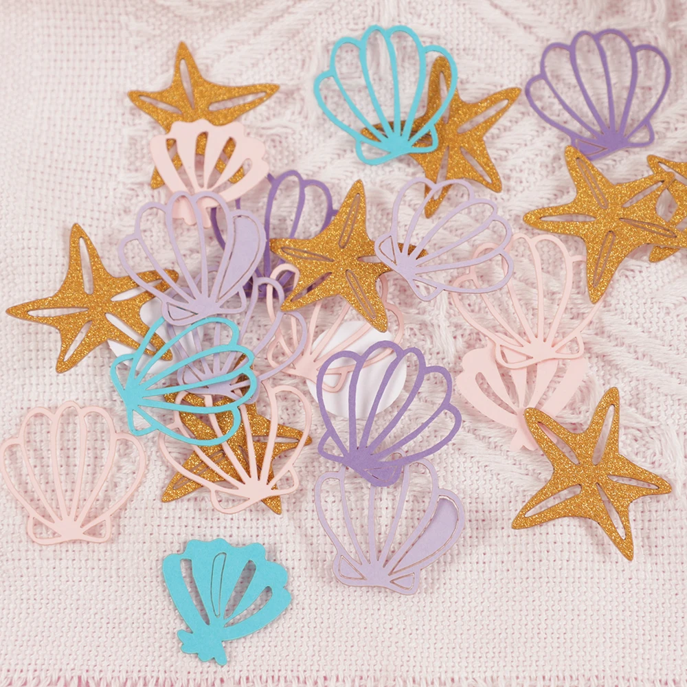 1 borsa sirena decorazione a tema festa Shell Star Paper coriandoli Table Scatter per la festa di compleanno Baby Shower fornitura per feste di