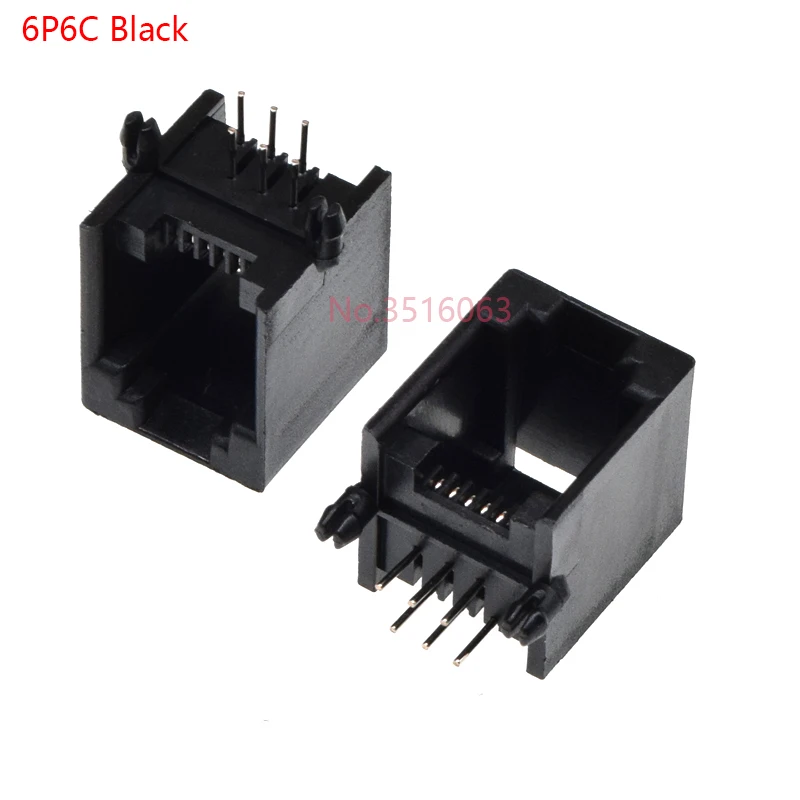 10 Stuks Rj11/Rj45 4p4c 6p6 6p4c 6p2c 8p8c Modulair Netwerk Pcb Jack Verticale Poorten Sockets Vrouwelijke Connectoren Zwart Grijs Kristal