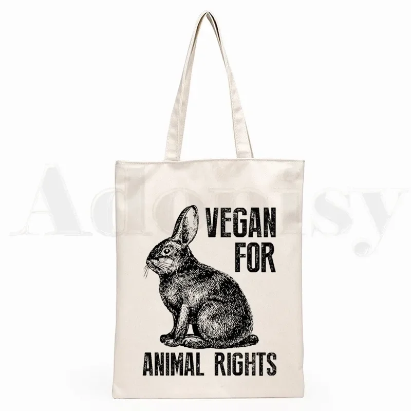 Friends Not Food Vegan Graphic Hipster Cartoon Print Shopping Bags Girls Fashion Casual Pacakge Hand Bag