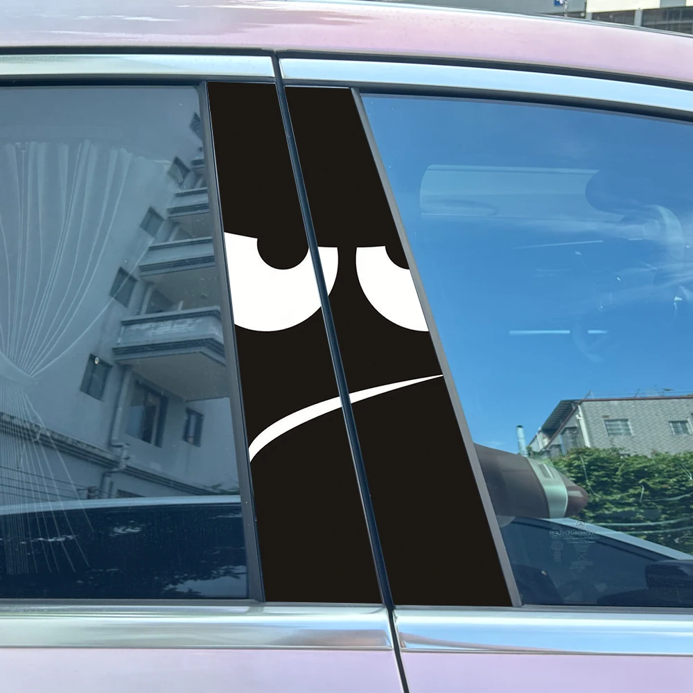2Pcs/set Angry Expression Waterproof Auto B-pillar Protective Decoration Cover Scratches Vehicle Decals Expression Car Stickers