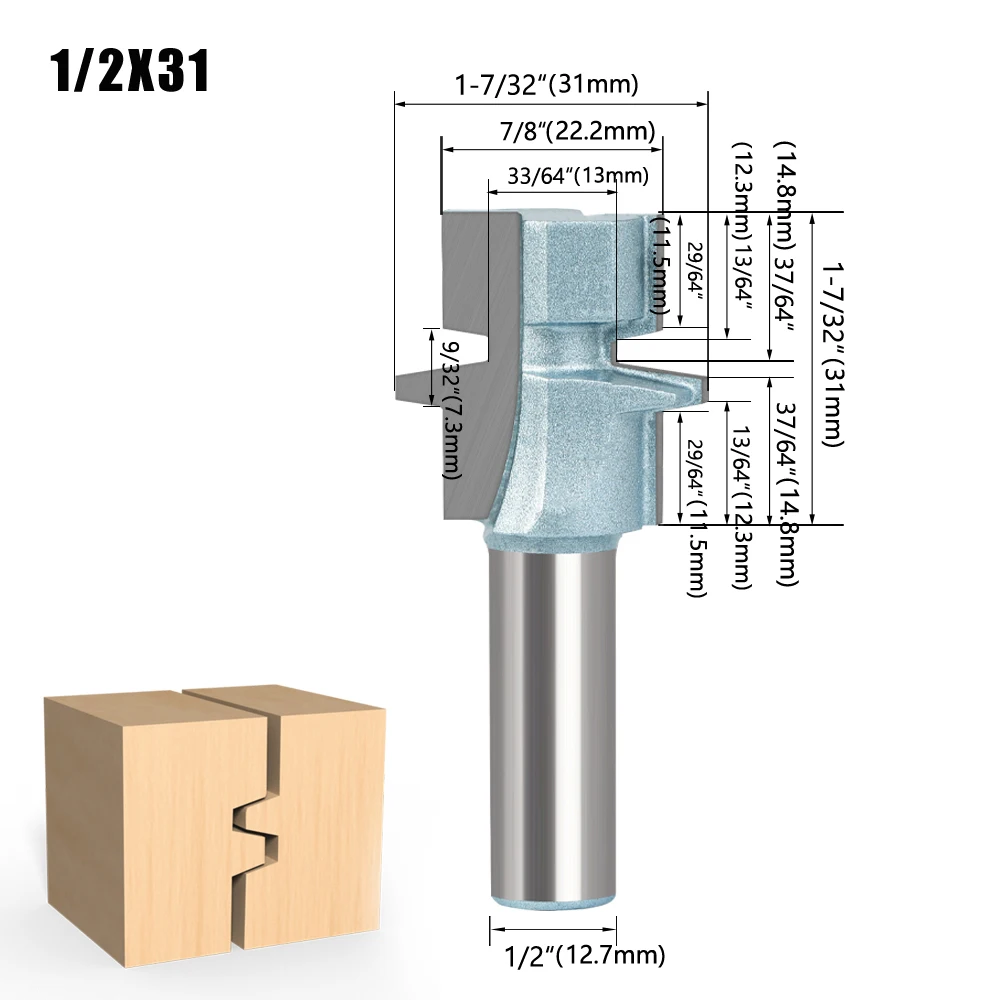 Woodworking Milling Cutter 8mm 12mm 1/2 Shank Helical Tenon Knife Floor Knife Woodworking Knife Splicing Knife Trimming Machine