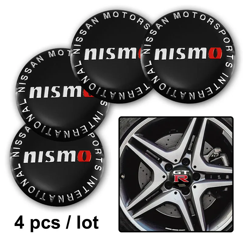 4 Uds 56mm tapas de centro de rueda de coche pegatinas con emblema para Nissan GTR Nismo Qashqai Patrol x-trail Pathfinder Note Juke Micra Versa