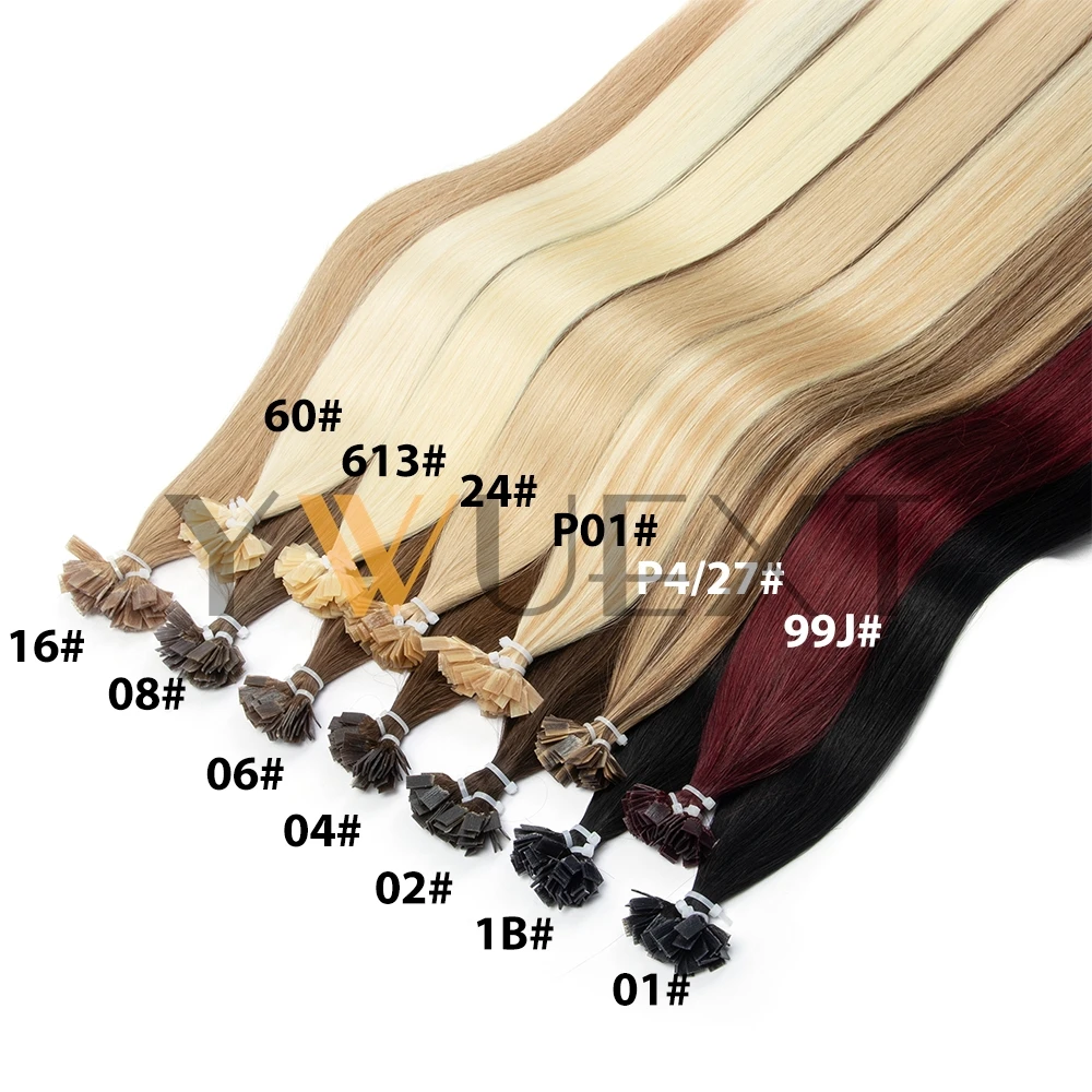 طرف مسطح وصلات شعر شعر الإنسان 12 ''-20'' الكيراتين تلميح الساخن الانصهار وصلة إطالة شعر طبيعي ضوء الوزن رقيقة ينتهي 30 جرام/الحزمة