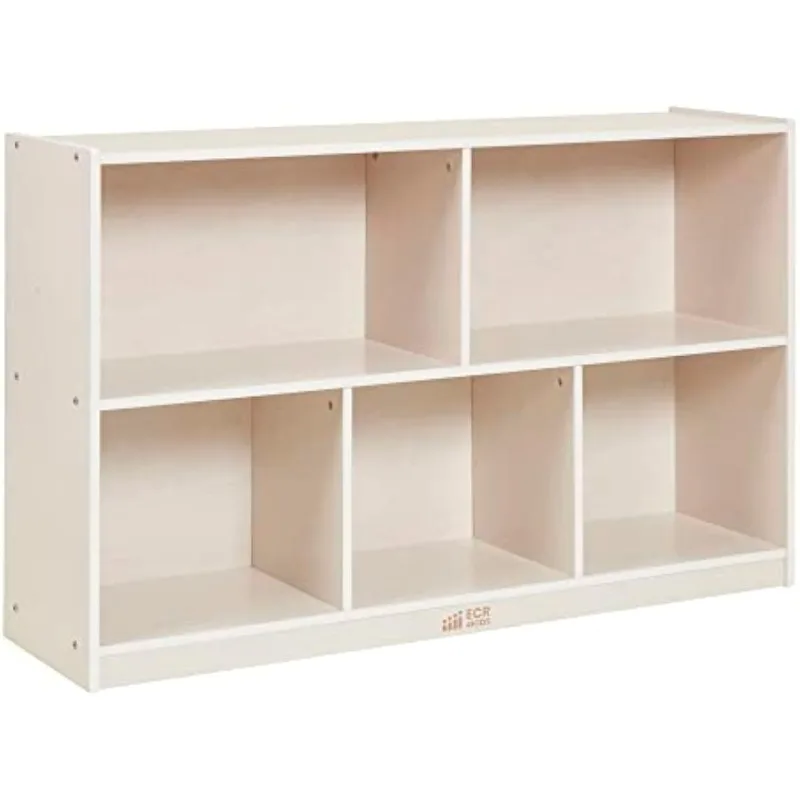 ECR4Kids 5-Compartment Mobile Storage Cabinet, Preschool, Classroom Furniture, White Wash | Durable birch