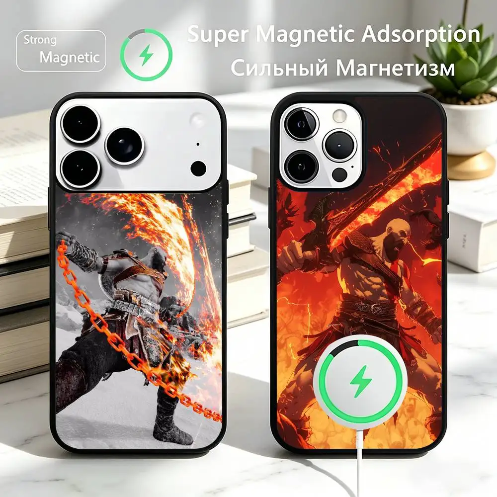 

God of war Battle Karatos GAME Phone Case For iPhone17,16,15,14,13,12,11 Plus,Pro Magnetic with Magsafe Wireless Charging