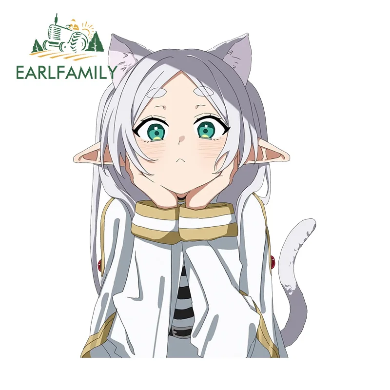 

EARLFAMILY 13cm x 9.7cm Frieren Anime Girl Chibi Decal Vinyl Scratch Proof Cute Car Stickers Laptop Refrigerator Auto Graphics