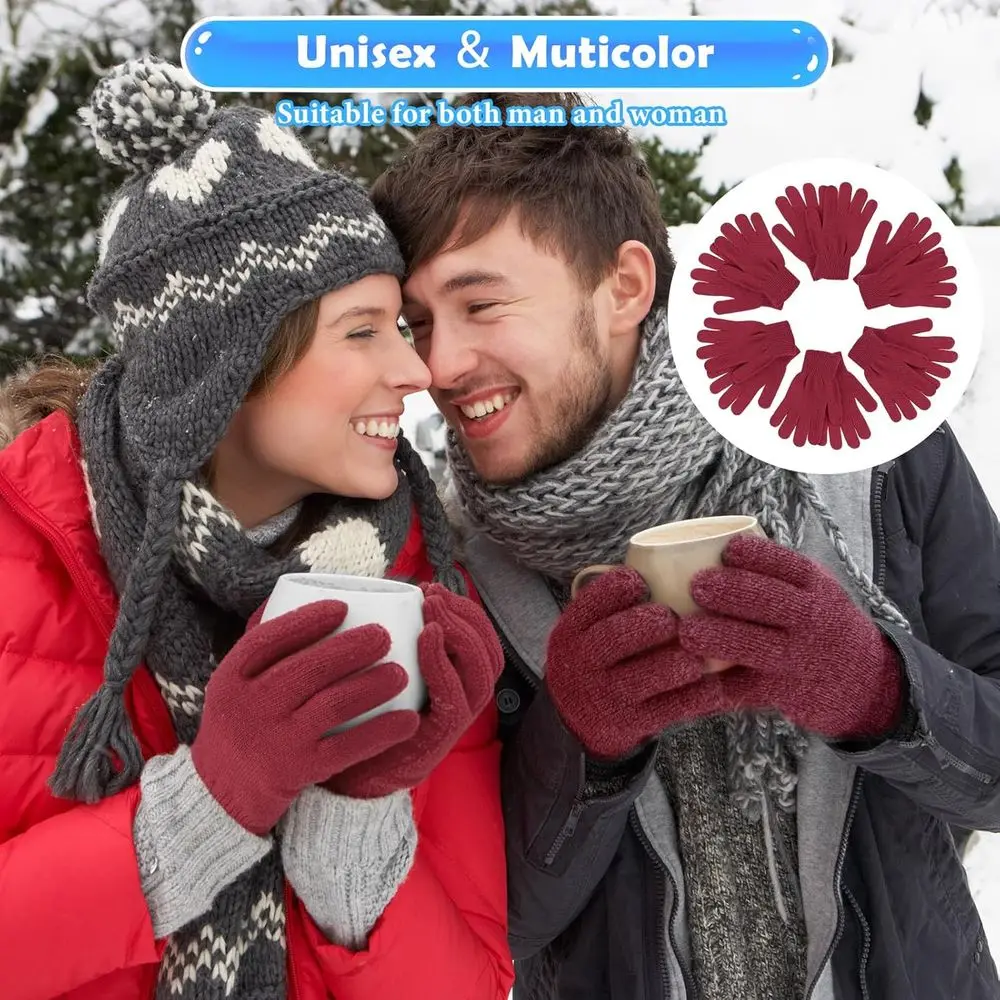 100 عبوة من القفازات المحبوكة الدافئة لفصل الشتاء - مجموعة للجنسين للدعم والخيرية #3
