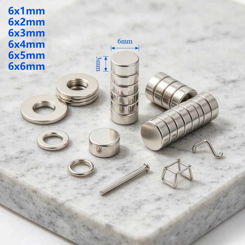 6x1 6x2 6x3 6x4 6x5 6x6mm N35 Round Disc Neodymium Magnet Small NdFeB Permanent Magnets for Refrigerator Office Handmade DIY