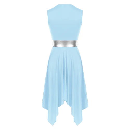 Imagen 2 del producto Vestido de fiesta de graduación para mujer, gimnasia, Ballet, danza cristiana lírica, cuello en V, dobladillo Irregular, traje de baile liturúrgico moderno