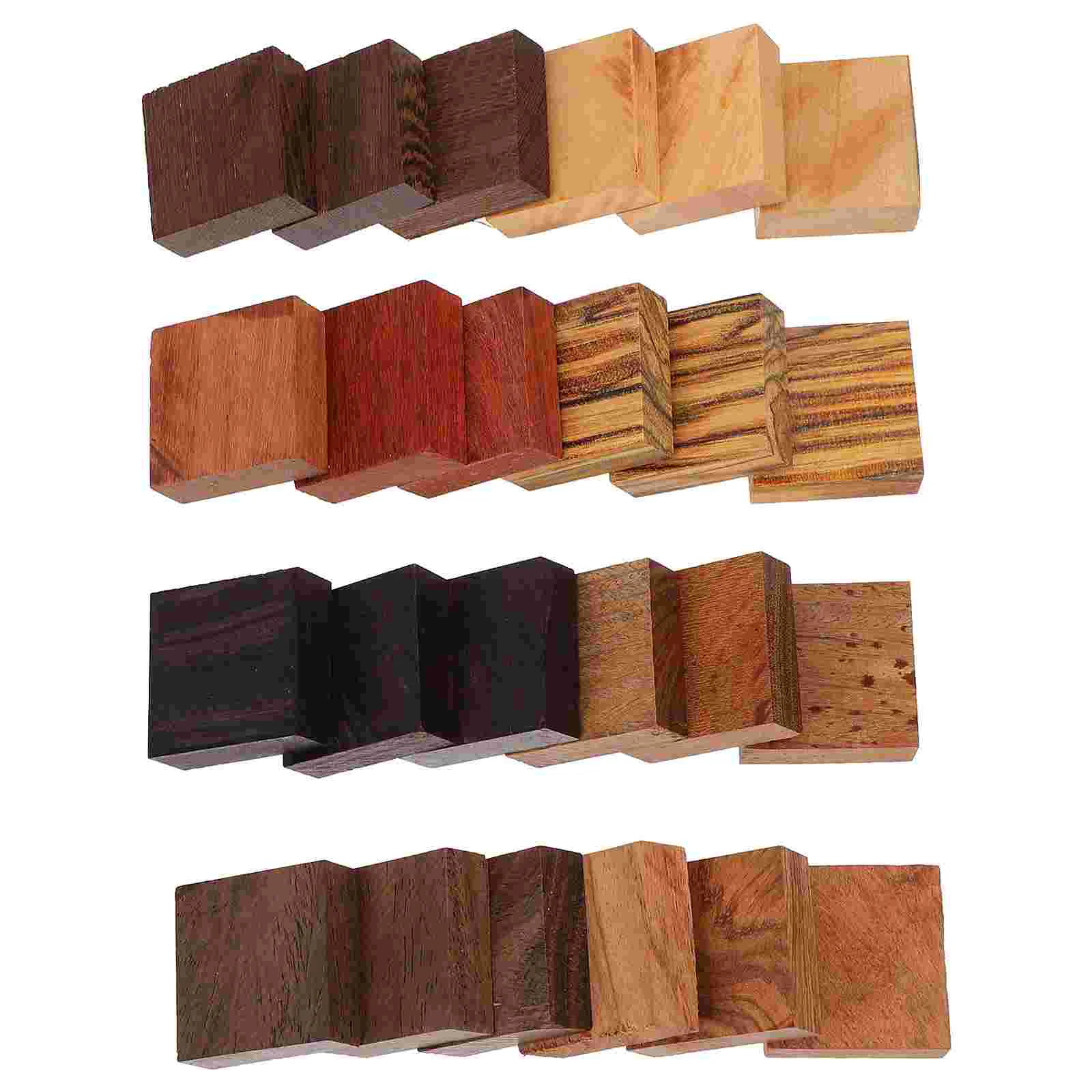 

24 Pcs Ring Wood Wooden Craft Plank DIY Block Carving Blocks Keychains Set Material Men's