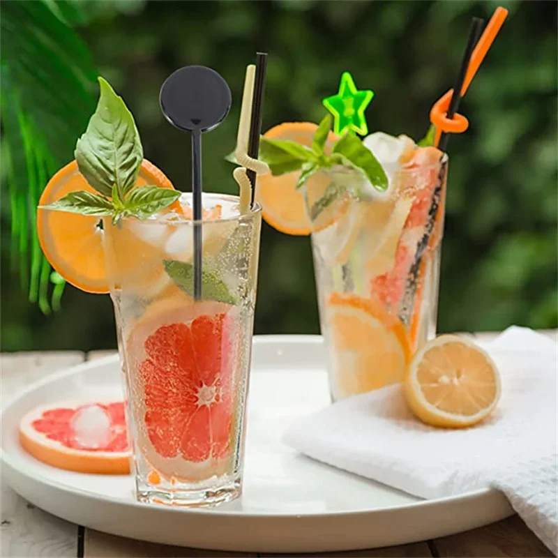 Plastic Cocktail Stirring Stick Drink Muddler Beverage Stirrer Swizzle Sticks Bar Cocktail Drinks Mixing Rod (Black)