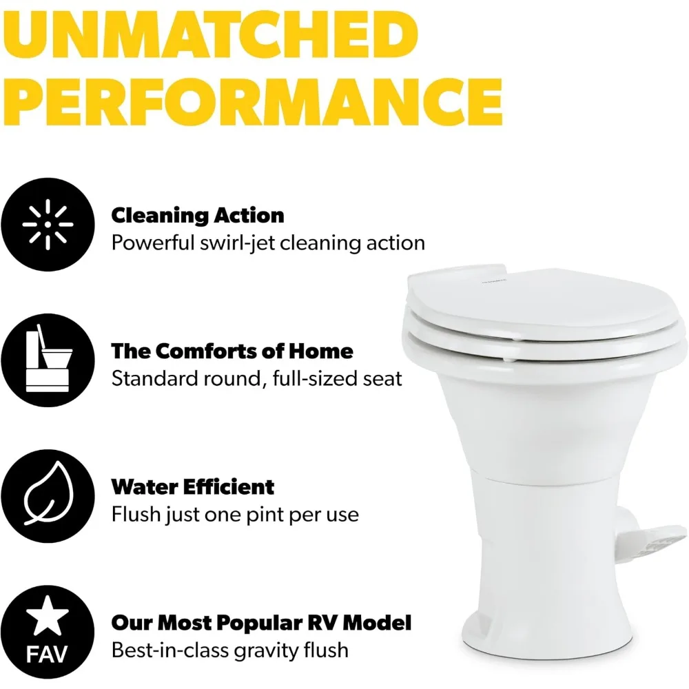 310 Standard Toilet - White, Oblong Shape, Lightweight and Efficient with Pressure-Enhanced PowerFlush