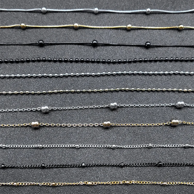 Länge 60 cm Kugelperlenkette Halskette für Damen Herren Edelstahl Gold Silber Schwarz Farbe Modeschmuck Accessoires Herstellung – Detail 16