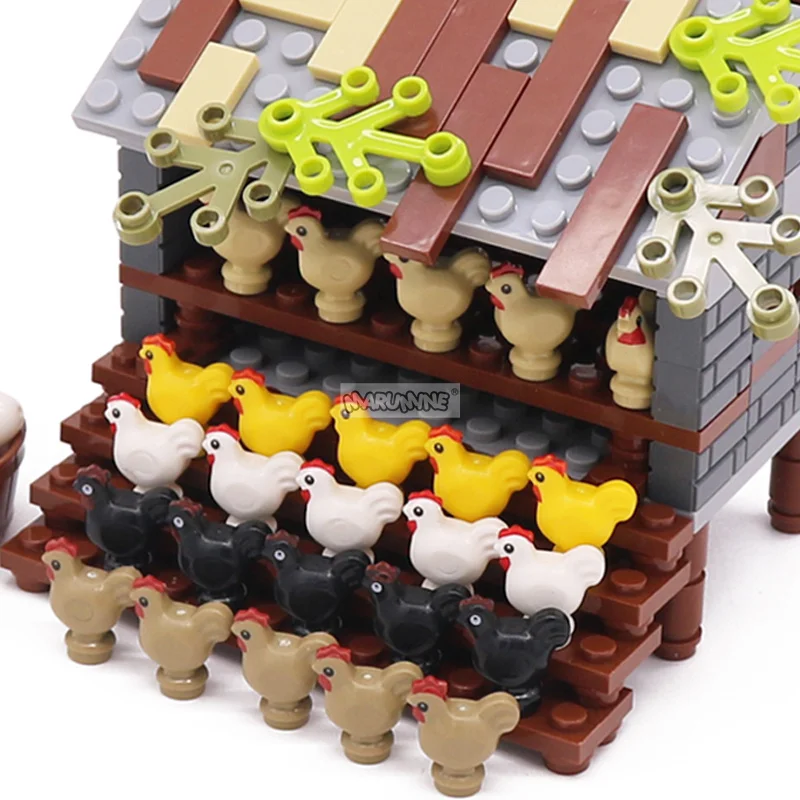 Marumine 173PCS Chicken MOC Farm Building Blocks Parts 95342 DIY Construction City Bricks Model Set Egg Assemble Accessories