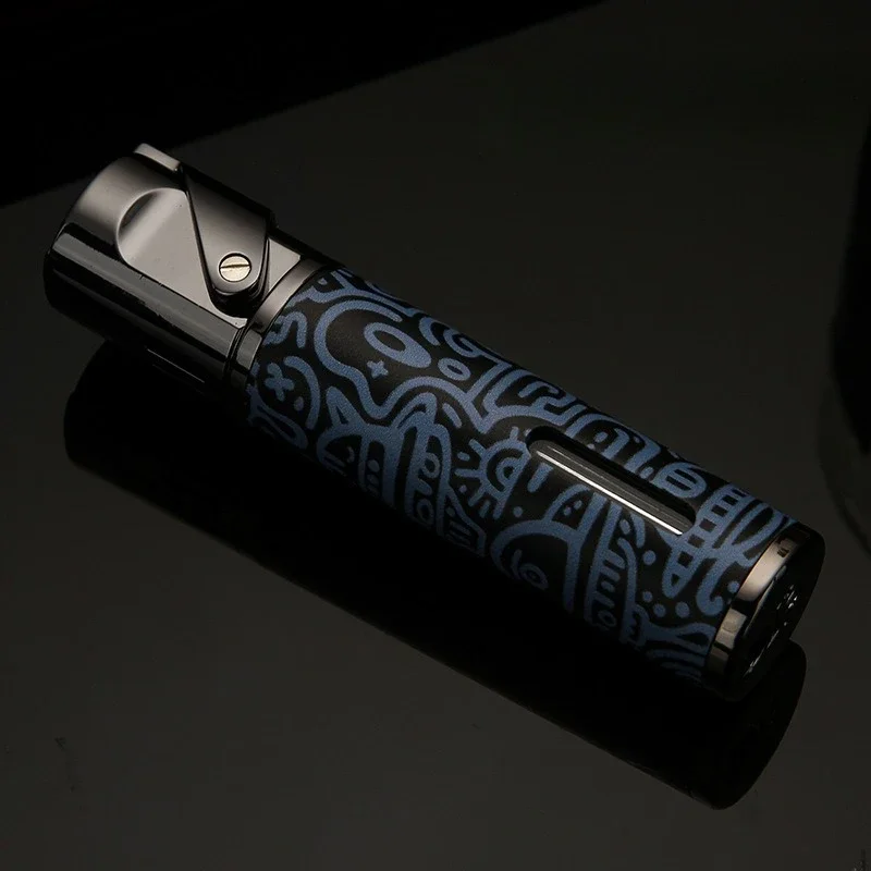 Encendedor inflable pequeño portátil a prueba de viento, Metal, patrón de impresión en Color personalizado, encendedor de cigarros para hombres, regalo de vacaciones