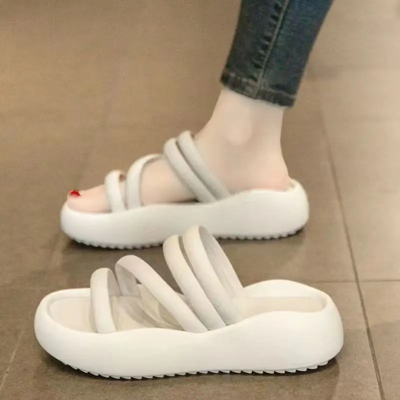 Casual Slippers for Women Thick Bottom Shoe Indoor/outdoor Soft Sole Anti Slip Beach Sandal Comfortable Pregnant One Word Slides