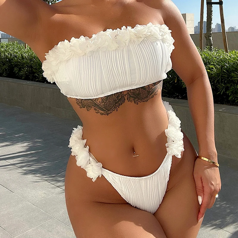 

Women Lace Sexy Bikini Set 2-Piece Summer Beach Outfits Female Swimsuit Extreme Mini Swimwear Damen Bathing Suit Fitted Wear