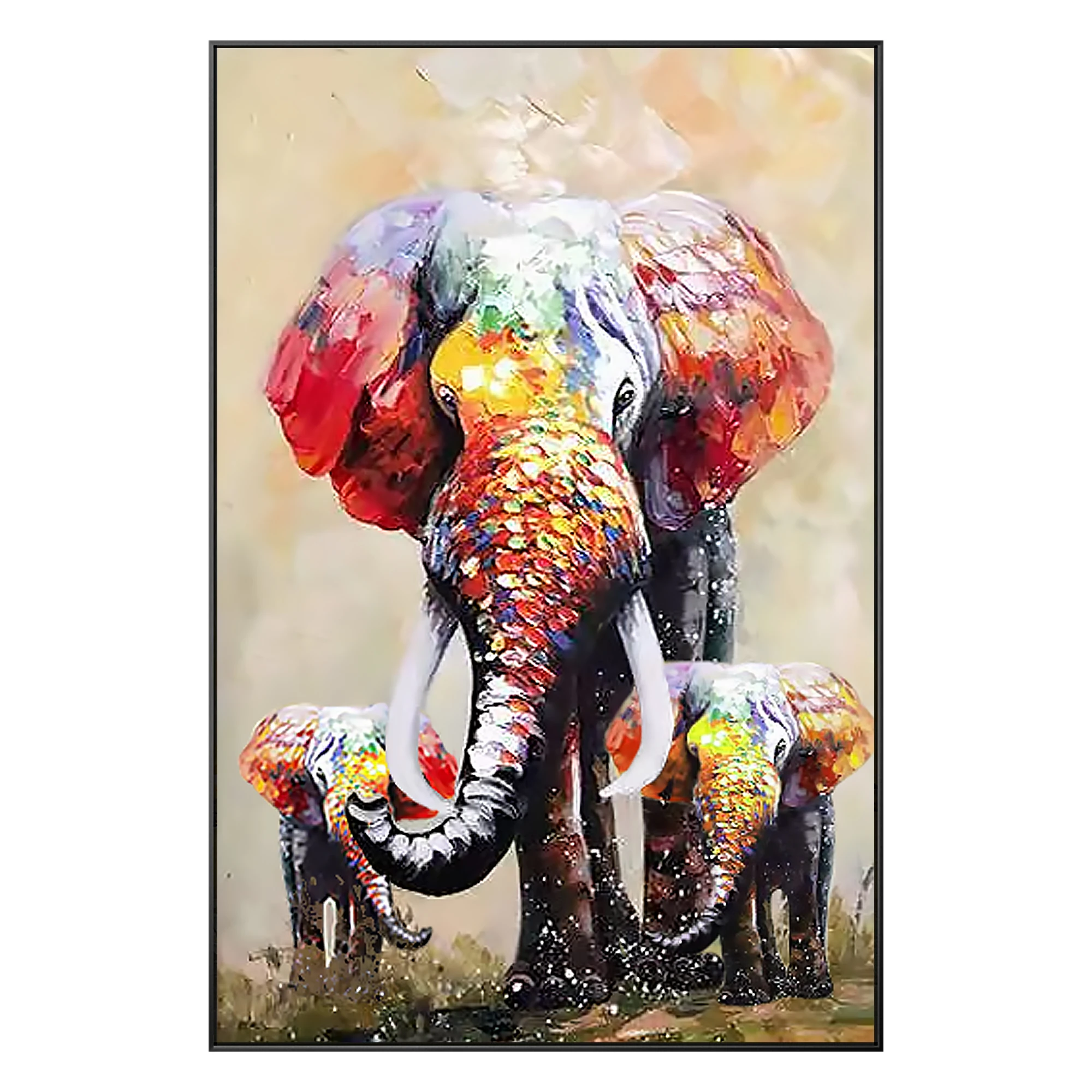 

Hand Painted Elephant Painting on Canvas Livingroom Bedroom Huge Oversize Wall Art Home Decor